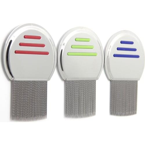 25 PCS Wholesale in stock Terminator Lice Comb Nit Free Kids Hair Rid Headlice stainless steel Metal Teeth remove nit brush