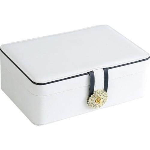 Button PU Leather Travel Jewelry Boxes for Women Girls Portable Jewelry Box Storage for Earrings Necklaces