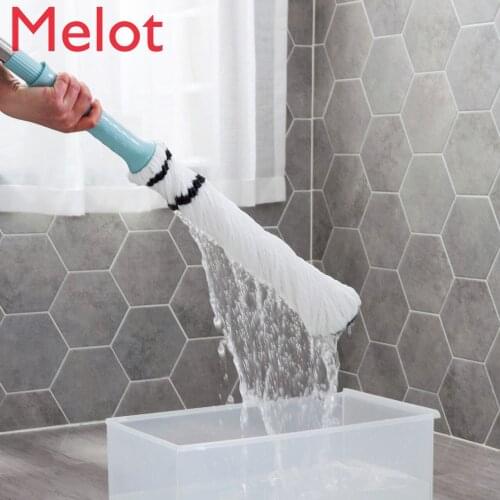 Self-Drying Water Mop Rotating Wringing Mop Hand Wash-Free Household Large Squeeze Cotton Thread Mop Cloth Tray Handle