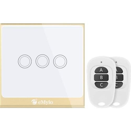 EMylo Smart WIFI RF Touch Light Switch 220V 3Ch 433mhz Wireless Remote Control Timer Switch For Smart Life Google Home Alexa