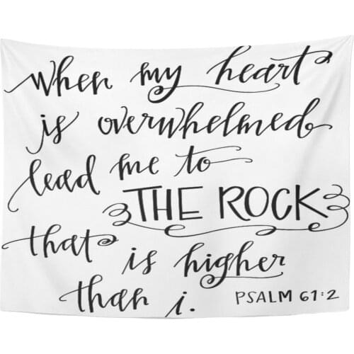 Verse My Rock Bible Christian Quote Scripture Heart Tapestry Home Decor Wall Hanging for Living Room Bedroom Dorm 60x80 Inches