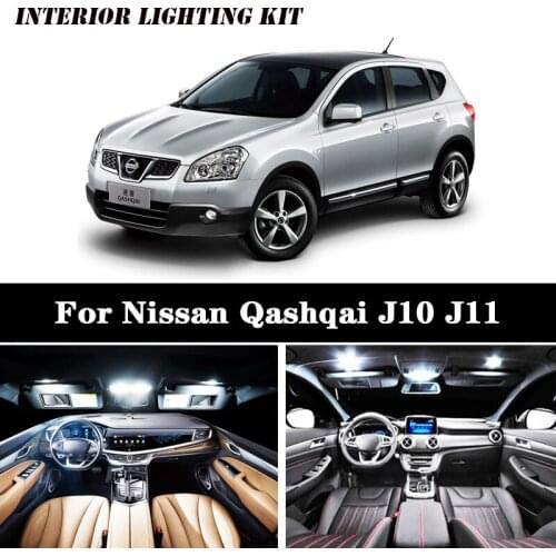 Canbus LED license plate lamp bulbs+footwell lights+ Interior map dome light for 2007-2019 Nissan for Qashqai J10 J11