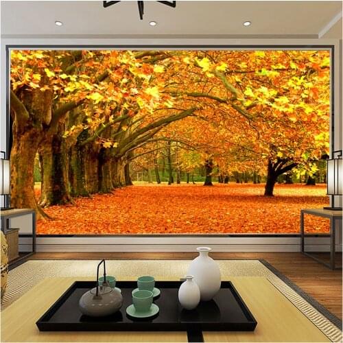 Magic New Custom Wall Mural 3D Nature Falling Autumn Leaves Pastoral Wallpaper Bedroom Living Room TV Background Canvas Fabric