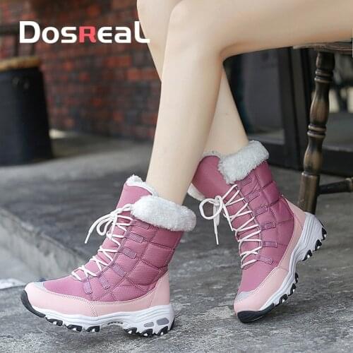 Womens Snow Boots Winter Fluff Keep Warm High-Top Cotton Shoes Ladies Leisure Non-Slip Wear-Resistant Outdoor Shoes