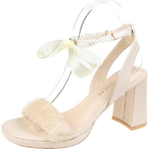 YSHUNIJ women sandals 2021 Summer New Womens Shoes Ribbon, Bow Womens Sandals, Leather Sandals&HH117