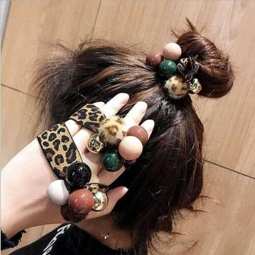 1PC Wide Hair Ring Ponytail Holder Leopard Print Women Elastic Hair Ties Band Ropes Accessories
