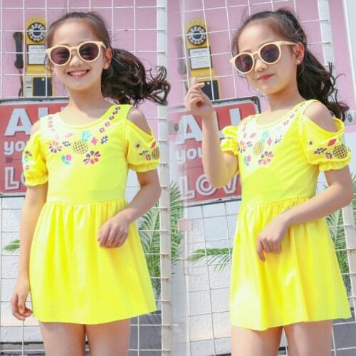 2021 New Fashion 8-11 Year Old Baby Girl Swimsuit New Western Style Children Princess Dress Island Vacation One-piece Swimsuit