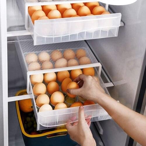 30-Count Egg Holder for Refrigerator Egg Storage Container Plastic Clear Refrigerator Egg Trays for Kitchen