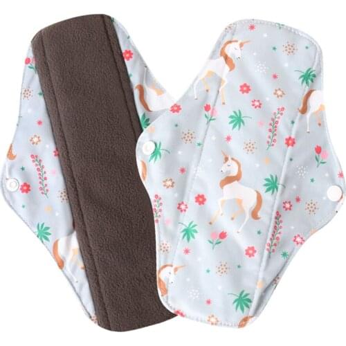 4/6/8/10pcs Women Menstrual Pads Reusable Sanitary Napkin Absorbent Reusable Charcoal Bamboo Cloth Pads Washable Sanitary Towel