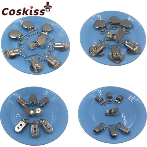 50pc Baby Pacifier Chain Clip Metal Top Fashion Suspenders Clip Lead Free Suspender Paci Pacifier Clips Ribbon Craft Sewing Tool