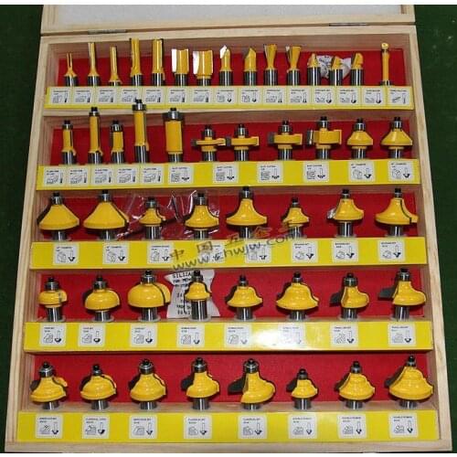 Pro-Grade 50pcs Tungsten Carbide 1/2 inch Router Bits Set with wooden case