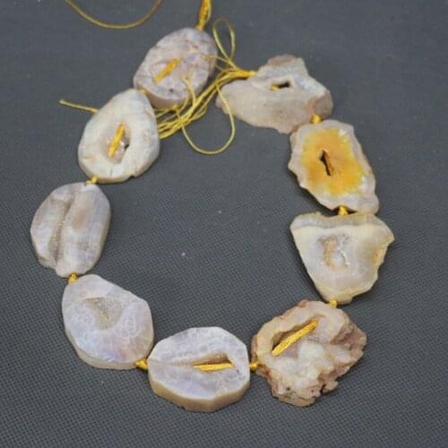 8pcs 50mm Yellow Druzy Drusy Geode Gems Stone Necklace Finding, Women Jewelry Connector Druzy Slice Pendant (RANDOM IN SHAPE)