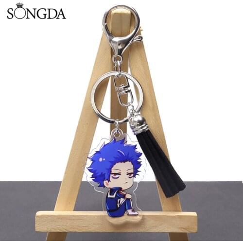 Anime My Hero Academic Acrylic Tassel Keychain Izuku Midoriya Dabi Himiko Toga Figure Key Rings Bag Jewelry Pendants Accessories