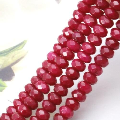 5x8mm Faceted deep red chalcedony abacus shaped loose beads 15" DIY fit women fashion jewelry making