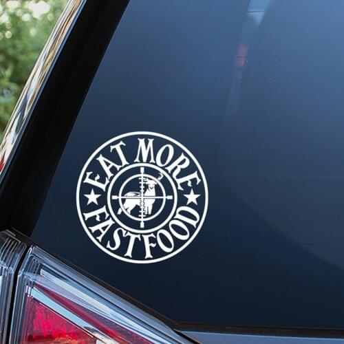 Black/Sliver Eat More Fast Food Deer Hunting Sticker Hunting Quasi-heart Waterproof Removable Car Door Rear Window S273
