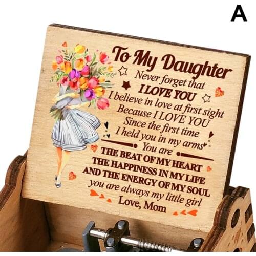 Engraved Wooden Music Box Hand-cranked Music Box for Daughter Wife Birthday Festival Gifts LB88