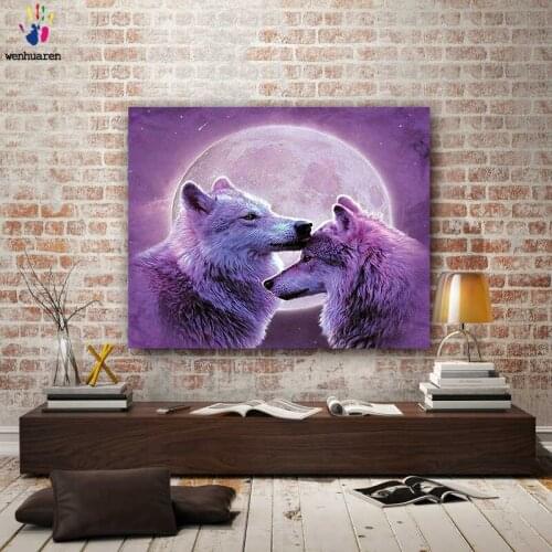 DIY colorings pictures by numbers with colors The Wolf under the moon painting drawing painting by numbers framed Home