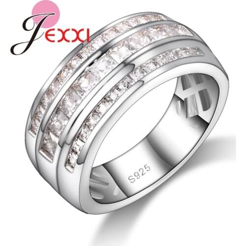 Elegant Cubic Zirconia Wedding Engagement Rings For Woman Fashion 925 Sterling Silver Proposal Bands Rings Jewelry