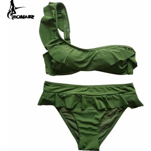 EONAR Ruffle Bikini 2019 One Shoulder Women Swimsuits Push Up Brazilian Bikini Set Bandeau Swimwear Bathing Suits Swimming
