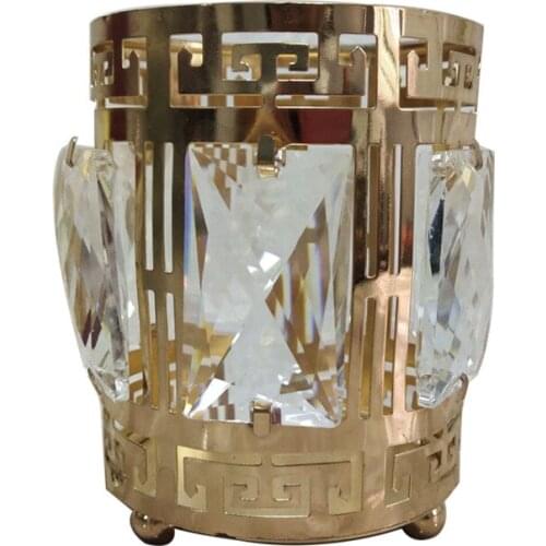 European Style Metal Crystal Makeup Brush Eyebrow Pencil Organizer Maquillaje Desktop finishing Jewelry Storage Box Container