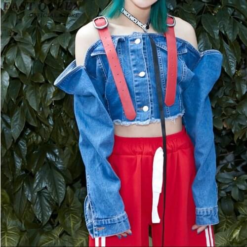 Hiipie boho crop top Outerwear & Coats teenager women halter backless sexy cosplay jacket blouse strap long sleeve AA3482 a