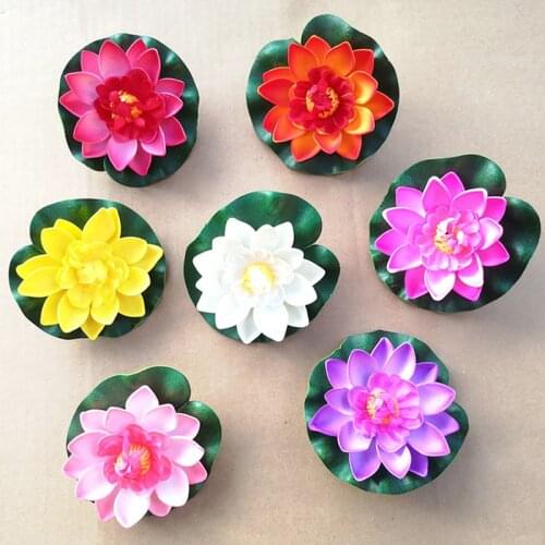 10/18cm Floating Lotus Artificial Flower Lifelike Water Lily Fake Plant Wedding Home Garden Pond Decoration Simulation Lotus
