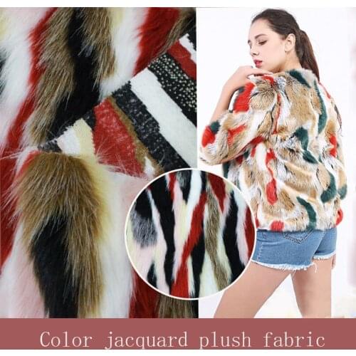 Faux Fur Color Jacquard Plush Fashion Imitation Throw Pillow Garment Stitching and Flannel Fabric