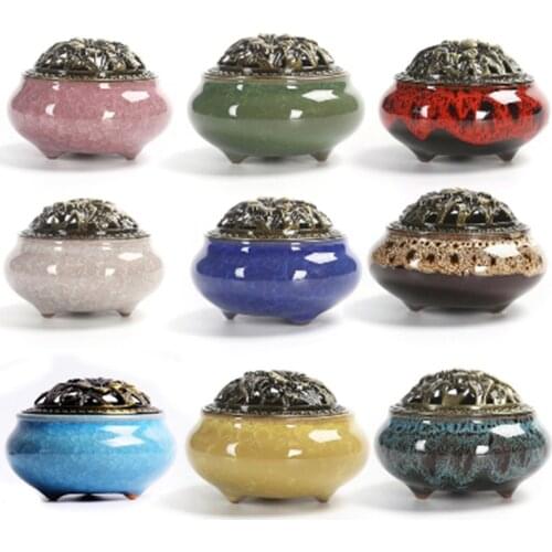 Ice Cracked Ceramic Censer Pan Incense Backflow Incense Tower Incense Home Incense, Used For Cone/Stick/Roll incense