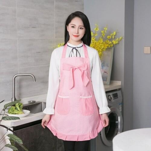 Korean fashion apron womens apron cotton sleeveless kitchen strap cooking bib double home apron pure cotton