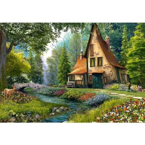 Forest hut, woods scenery Cross Stitch Kits Needlework Sewing Embroidery Crafts 14ct Unprinted DIY Arts Handmade Home Decor
