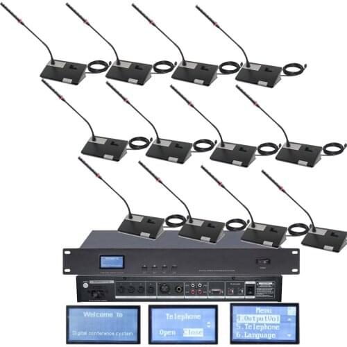 MiCWL 18 Table LED Digital Wired Conference Microphone System 18 Destktop Gooseneck 1 Chairman 17 Delegate Mics A351M Series