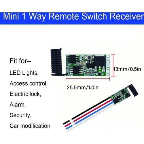 433mhz DC 3.6V 5V 12V 24V 1CH LED Lamp Controller Micro Receiver Mini Relay Wireless RF Remote Control Switch Power Transmitter