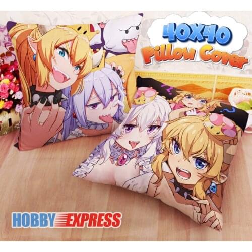 Hobby Express NEW Bowsette and Booette 40x40cm Square Anime Dakimakura Throw Pillow Cover FBZ707