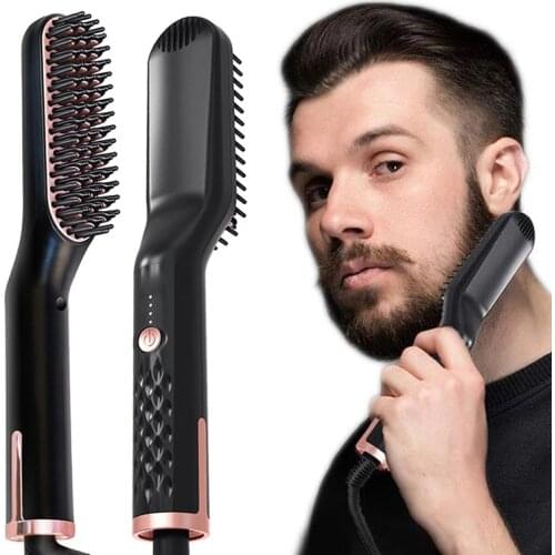 New Men Hair Styling Straightener Brush Hot Heating Comb Beard Straightener Brush Professional Hair Style Straight Comb Tool