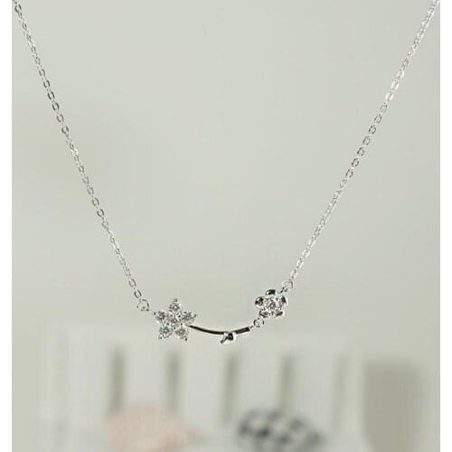 S925 Sterling Silver Necklace for Women Classic Popular Inlaid Zircon Flower Silver Necklace Pendant Fine Jewelry Chain Gifts