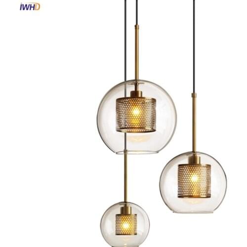 IWHD Modern Simple Glass Pendant Light Dinning Living Room Nordic Style Pendant Lamp Hanging Lights Home Lighting Luminaire