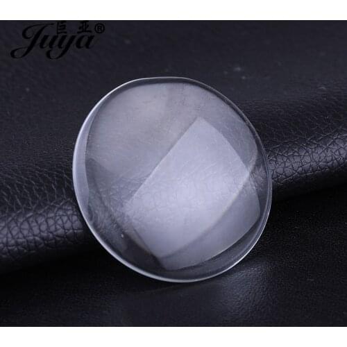 JUYA 14/18/20/25/30/41mm Cabochon Round Flat Back Transparent Clear Glass for DIY Charm Necklace Jewelry Making Crafts Suppliers