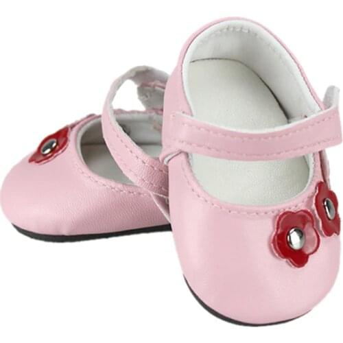 Pink Leather Shoes Wear for 43cm baby Doll, Children best Birthday Gift(only sell shoes)
