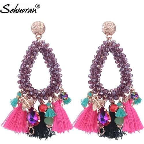 Sehuoran Tassel Earrings For Woman Drop Earrings Boho Pendients Wedding Earrings Brincos Jewelry Oorbellen Woman Pendients Gifts