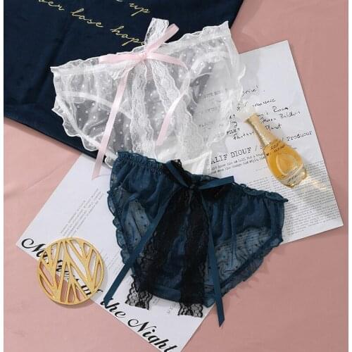 Sexy lace bow cute thin breathable soft sexy seamless lace ladies low waist briefs cotton lace panties A19172