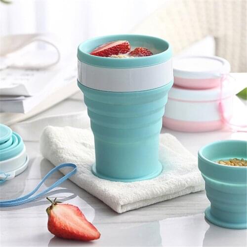 Folding Silicone Cup Drinking Coffee Mug Cup Camping Travel Mug With Lid Portable Folding Cup Drink Outdoor Water Cups Drinkware