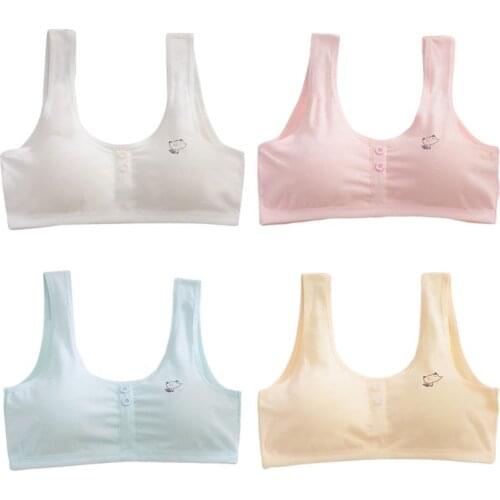 Young Girls Candy Color Wide Strap Training Bra Removable Padd Cartoon Underwear