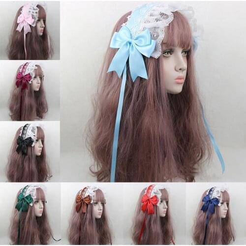 Handmade Sweet Lolita Bonnet Headwear Retro Princess Hair band Girl Bow Lace Hair Clip Headbands Japanese Cosplay Hair Ornaments