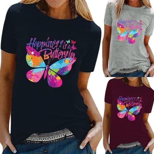 Tie Dye Printed Ladies T-Shirt Tops Summer Round Neck Fashion Casual Women Tshirt Tee Shirt Short Sleeve Daily Wear D30