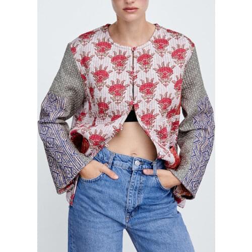 KBAT 2022 Women Jacket Coat New Floral Autumn Both Sides Wear Coats Fashion Long Sleeve Parkas Office Ladies Casual Outfits