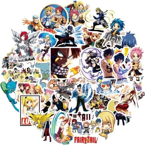 50pcs Classic Anime FairyTail Waterproof Pvc Stationery Sticker Skateboard Suitcase Luggage Laptop Sticker Kid Toy Sticker