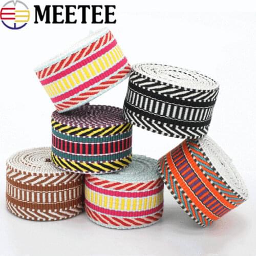 2M 38mm Polyester Cotton Jacquard Webbing Tapes 2mm Thick Bag Strap Belt Lace Ribbons DIY Garment Textile Sewing Decoration
