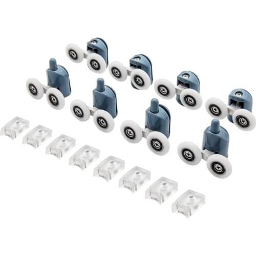 8pcs/Lot 23mm/25mm Double Wheels Pop Up Shower Sliding Door Rollers Runners Pulleys Screw Cover Cap For Cabin Room