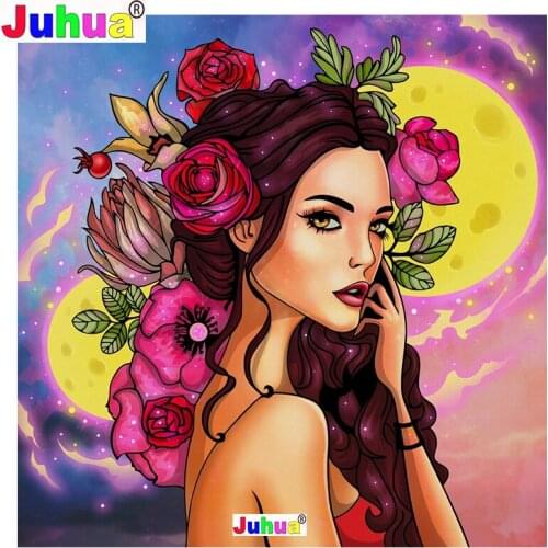Woman Diamond Painting 5D Diamonds Cross Stitch Embroidery Mystery Flower Lady Full Square Drill Mosaic Home Room Wall Decor