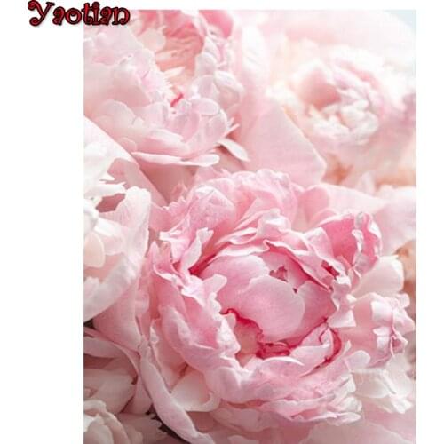 5D Diamond Painting Elegant Pink Peony Art Picture Full Square Round Drill DIY Diamond Embroidery Rhinestone Christmas Gift New
